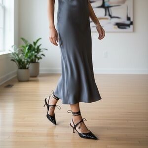 Aquazzura Black Heels with Ankle Straps